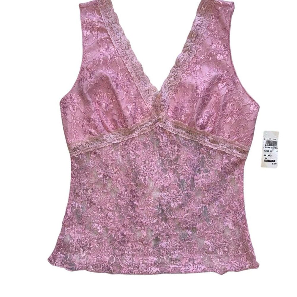 Roommates NWT NOS 90s Whimsygoth Clubwear Lace Top Romantic Sexy Feminine Pink L